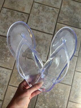 Women’s Clear Jelly Flip Flop Sandals - Transparent Thong Sandals (Clear) New!